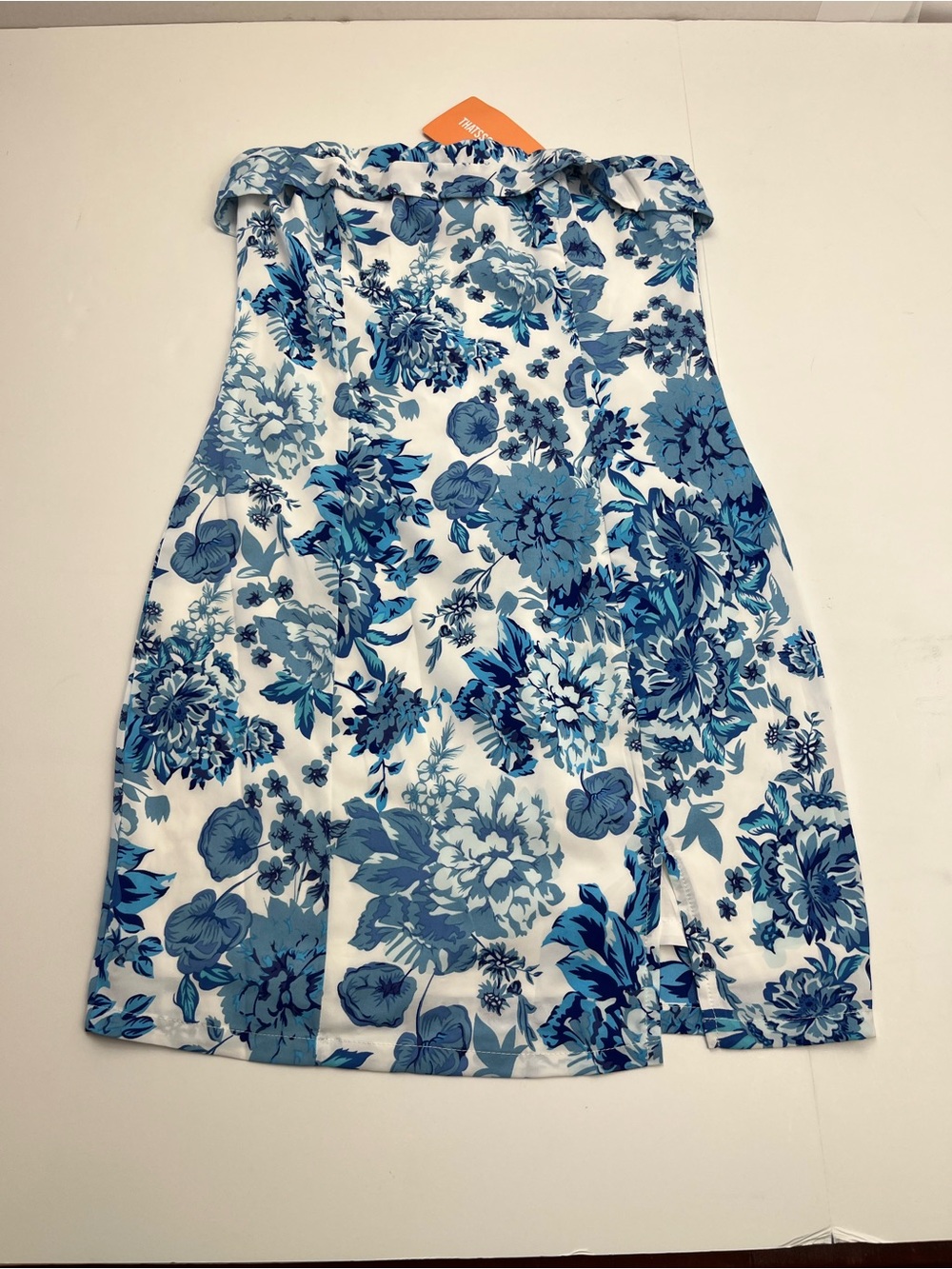 Thats So Fetch Charms Blue White Floral Strapless Mini Dress Womens Size 4 NEW